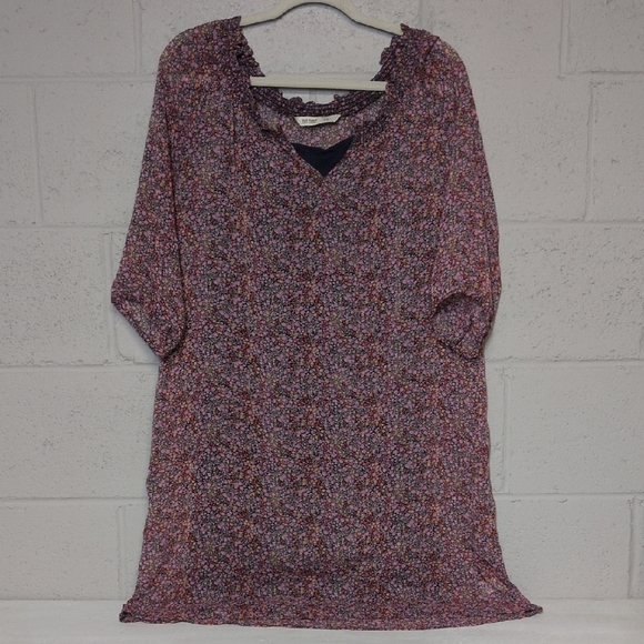 Old Navy Micro Floral Lined Tunic Top Size Large - Picture 2 of 9